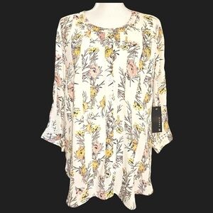 N TOUCH BLOUSE SZ XL IVORY PINK YELLOW